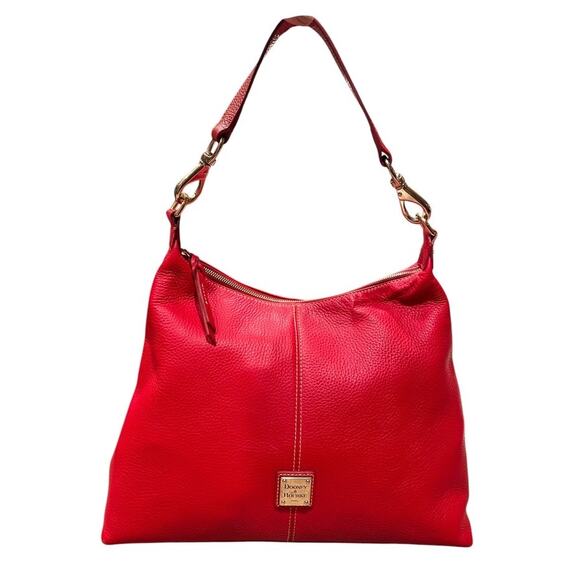 Dooney & Bourke Pebble Grain Leather Juliette Hobo Bag Purse Red Power Career - Picture 1 of 16